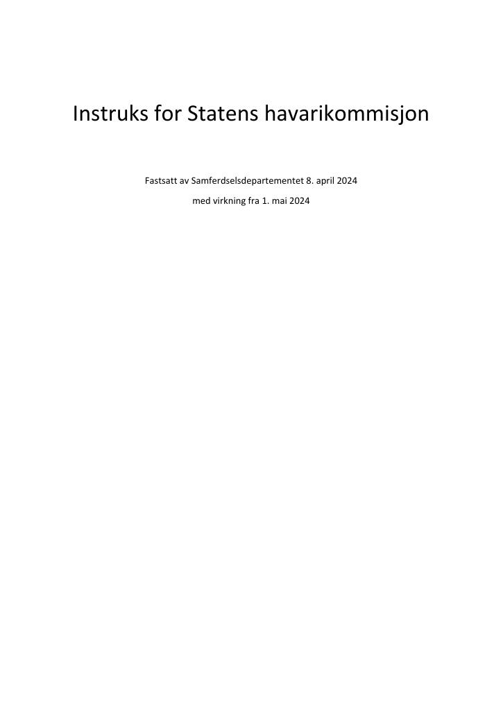 Forsiden av dokumentet Etatsinstruks (2024)