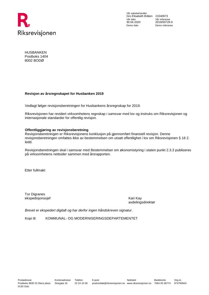 Forsiden av dokumentet Revisjonsberetning (PDF)