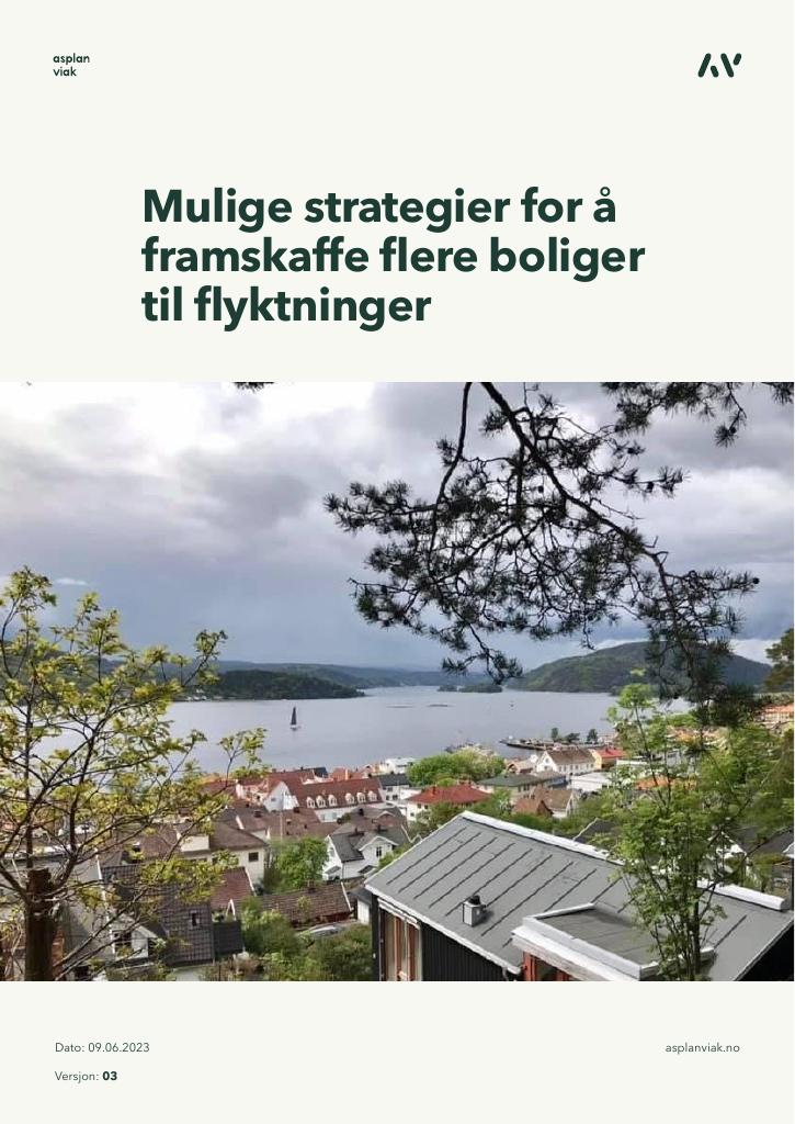 Forsiden av dokumentet Mulige strategier for å framskaffe flere boliger til flyktninger