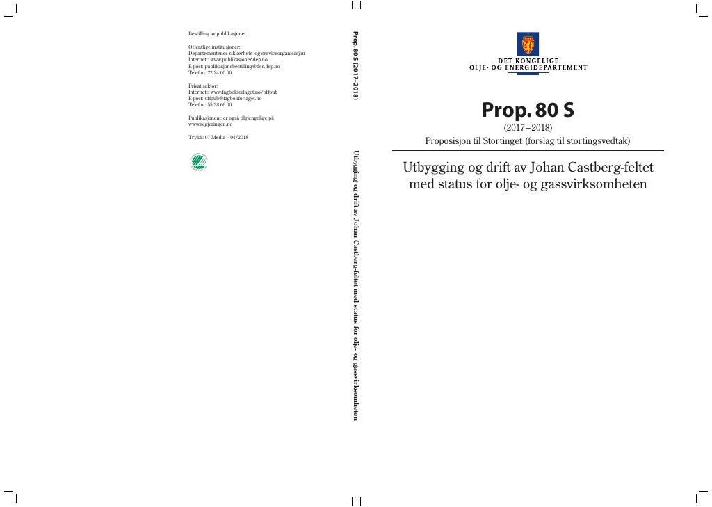 Forsiden av dokumentet Prop. 80 S (2017–2018)
