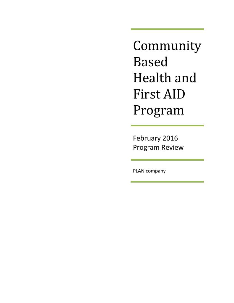 Forsiden av dokumentet Community Based Health and First AID Program