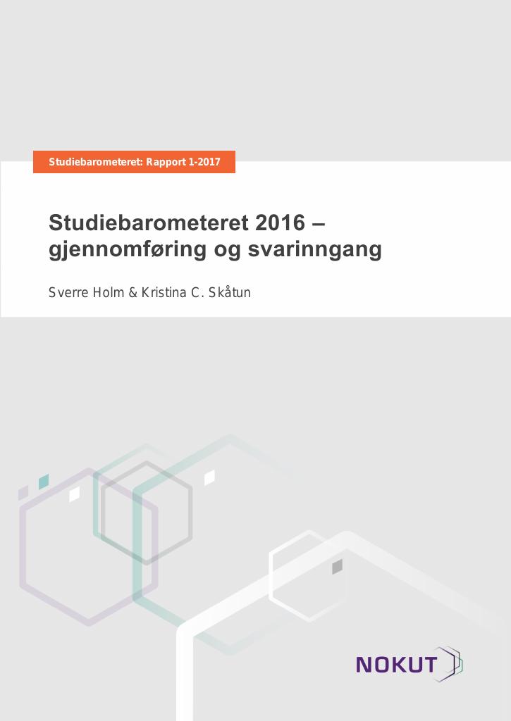 Forsiden av dokumentet Studiebarometeret 2016 – gjennomføring og svarinngang