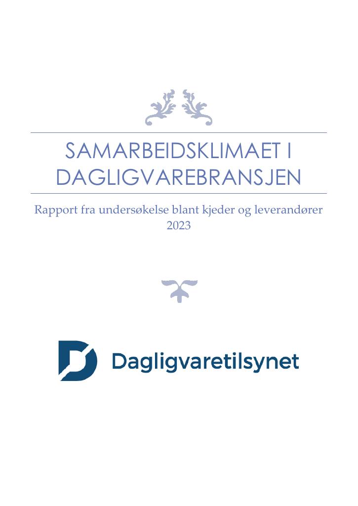 Forsiden av dokumentet Samarbeidsklimaet i dagligvarebransjen 2023