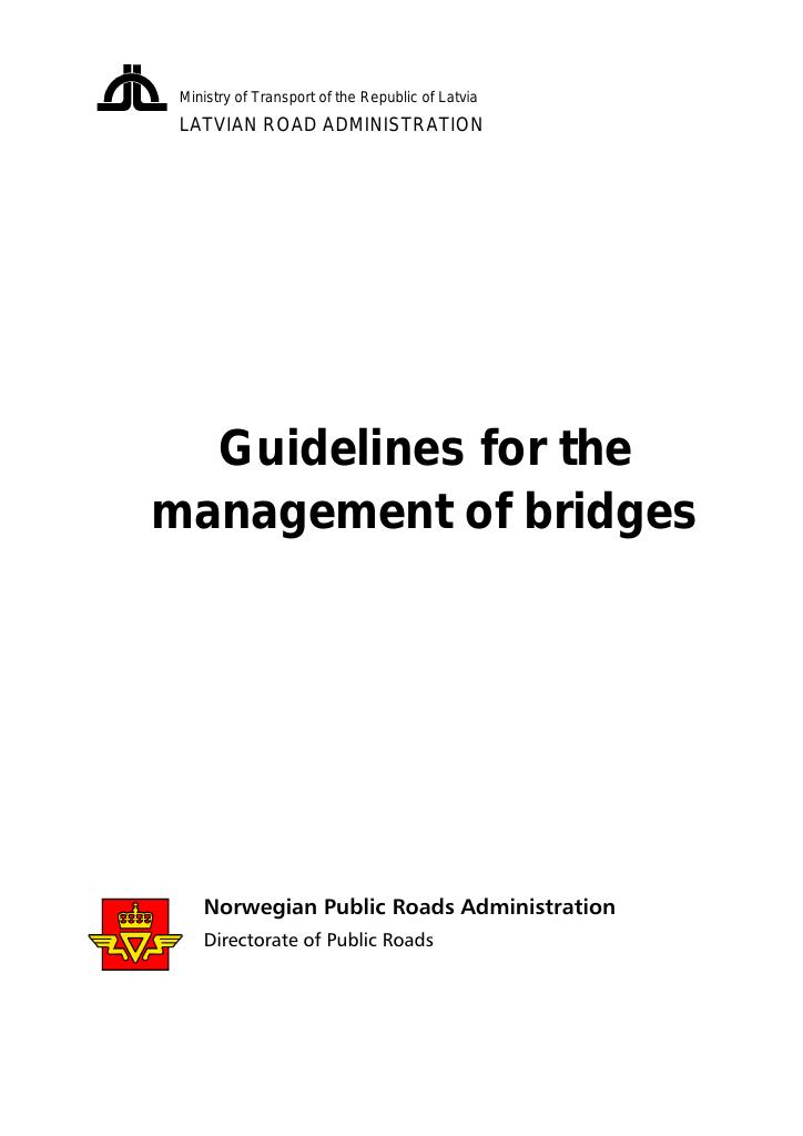 Forsiden av dokumentet Guidelines for the management of bridges
