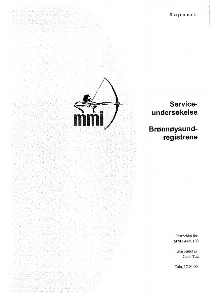 Forsiden av dokumentet Serviceundersøkelse Brønnøysundregistrene