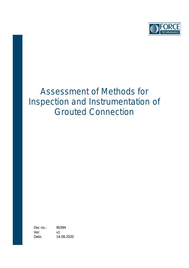 Forsiden av dokumentet Assessment of Methods for Inspection and Instrumentation of Grouted Connection