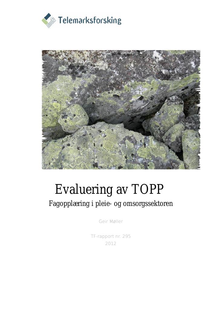 Forsiden av dokumentet Evaluering av TOPP