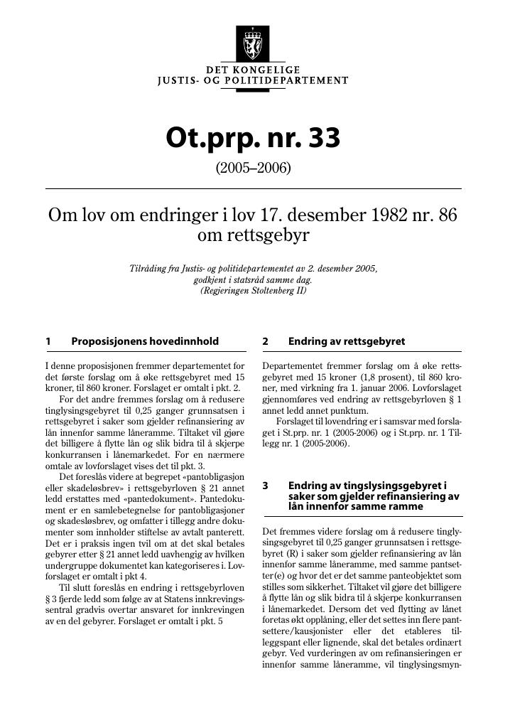 Forsiden av dokumentet Ot.prp. nr. 33 (2005-2006)