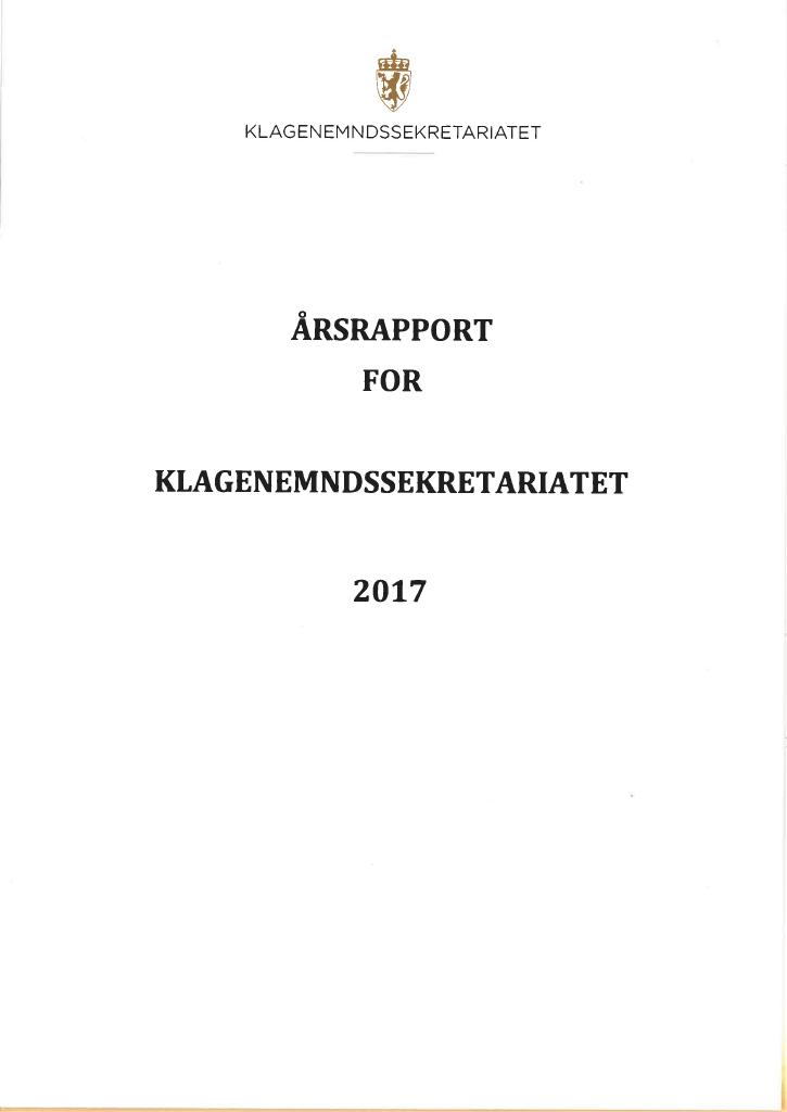 Forsiden av dokumentet Årsrapport Klagenemndssekretariatet 2017