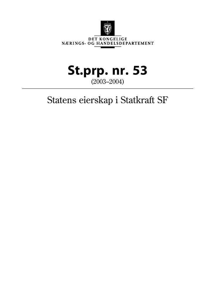 Forsiden av dokumentet St.prp. nr. 53 (2003-2004)