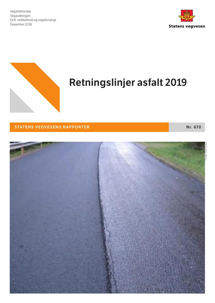 Forsiden av dokumentet Retningslinjer asfalt 2019