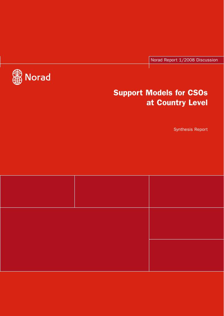 Forsiden av dokumentet Support Models for CSOs at Country Level