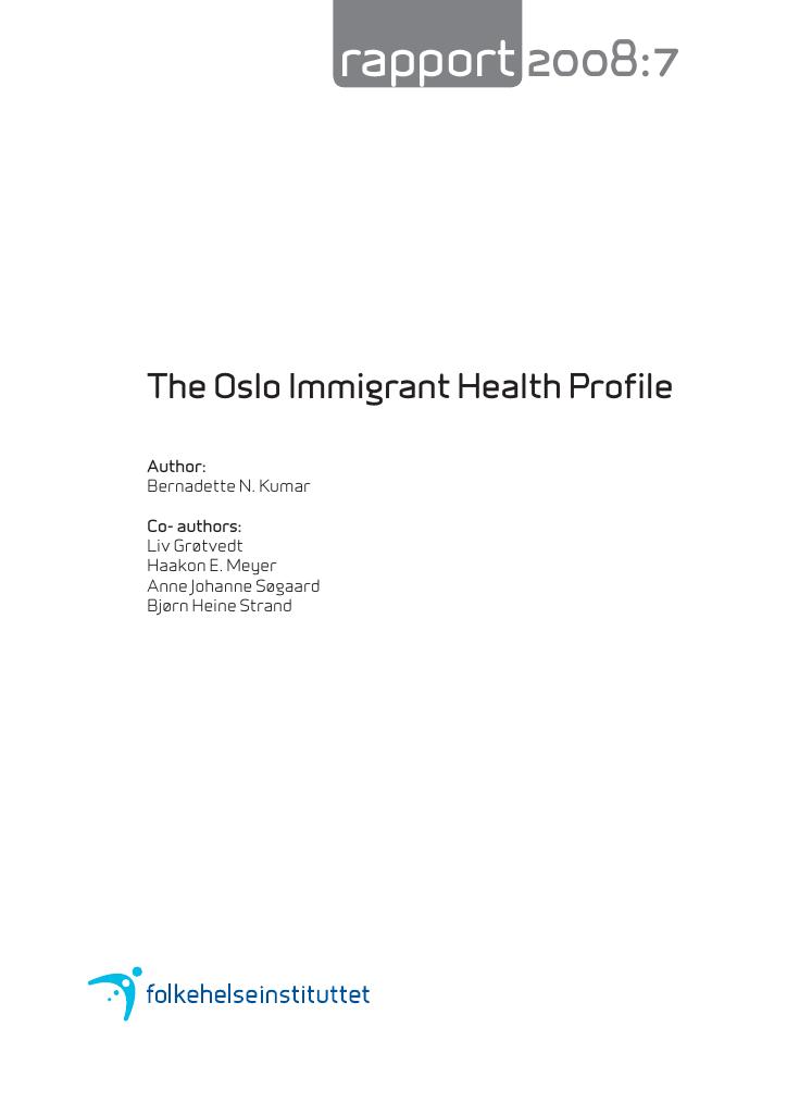 Forsiden av dokumentet The Oslo Immigrant Health Profile