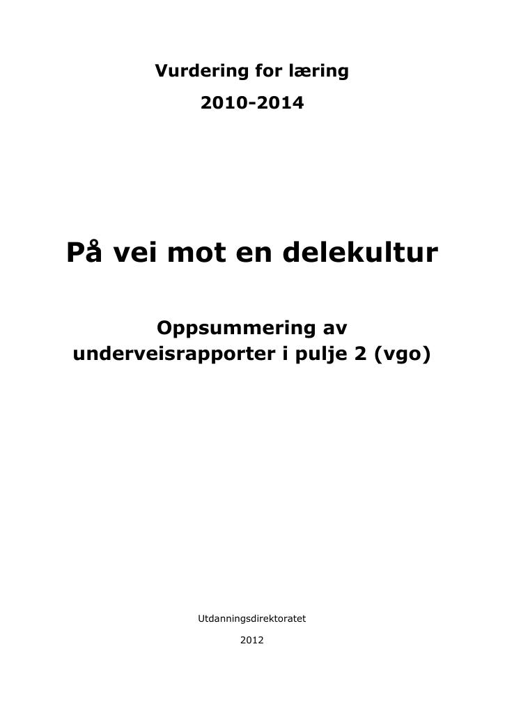 Forsiden av dokumentet På vei mot en delekultur