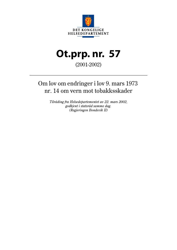 Forsiden av dokumentet Ot.prp. nr. 57 (2001-2002)
