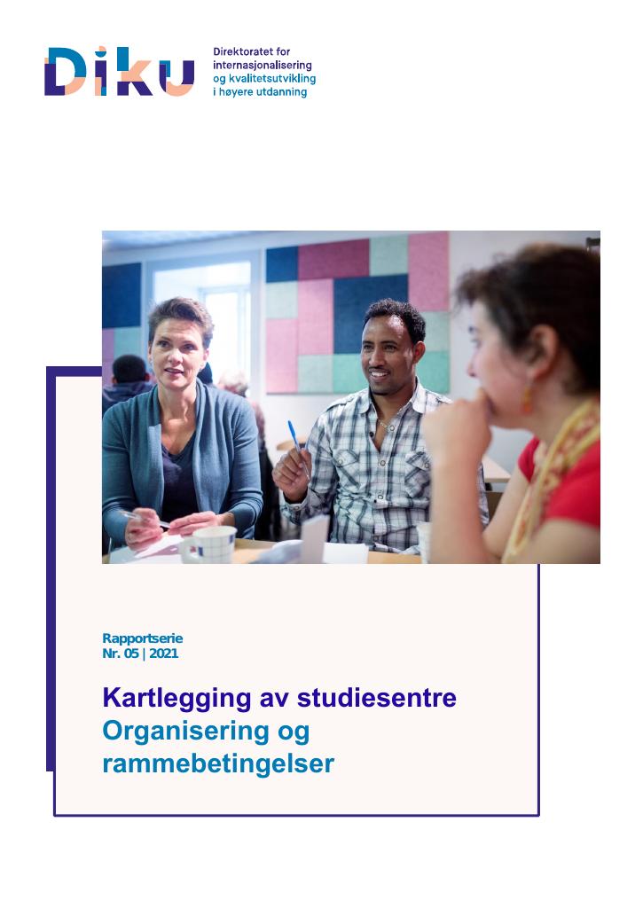 Forsiden av dokumentet Kartlegging av studiesentre - Organisering og rammebetingelser