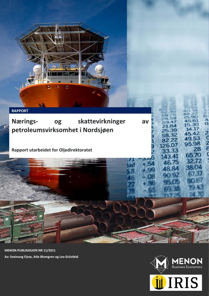 Forsiden av dokumentet Nærings- og skattevirkninger av petroleumsvirksomhet i Nordsjøen