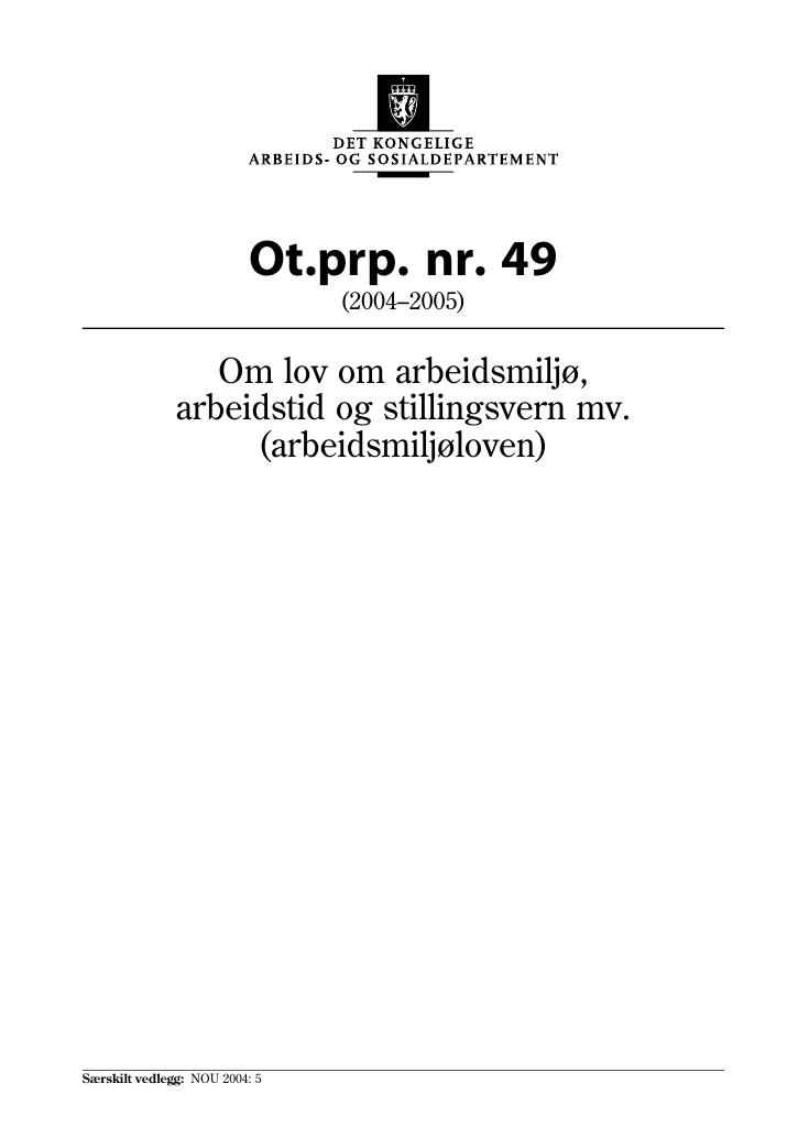 Forsiden av dokumentet Ot.prp. nr. 49 (2004-2005)