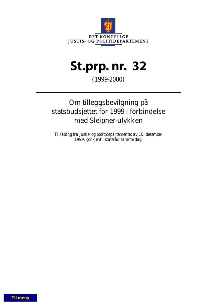 Forsiden av dokumentet St.prp. nr. 32 (1999-2000)