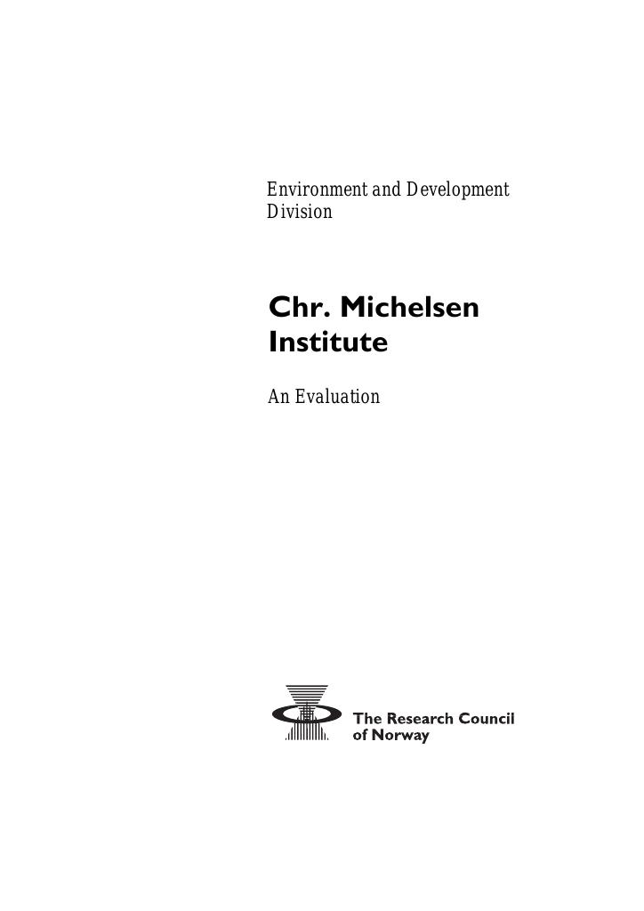 Forsiden av dokumentet Evaluation - Chr. Michelsen Institute