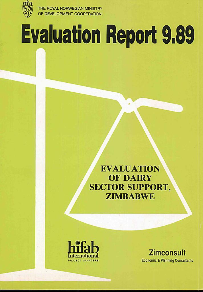 Forsiden av dokumentet Evaluation of Dairy Sector Support, Zimbabwe