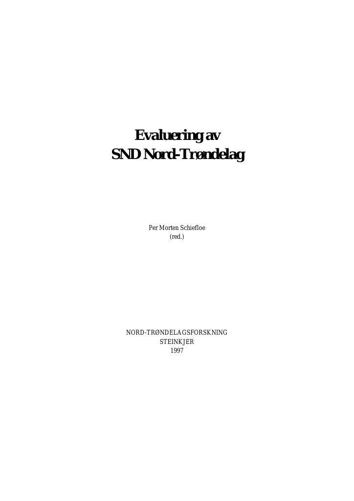 Forsiden av dokumentet Evaluering av SND Nord-Trøndelag