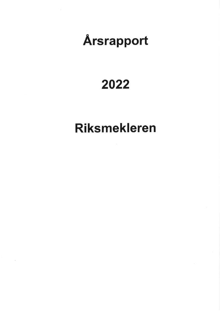 Forsiden av dokumentet Årsrapport Riksmekleren 2022