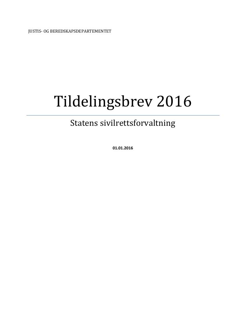 Forsiden av dokumentet Tildelingsbrev (PDF)