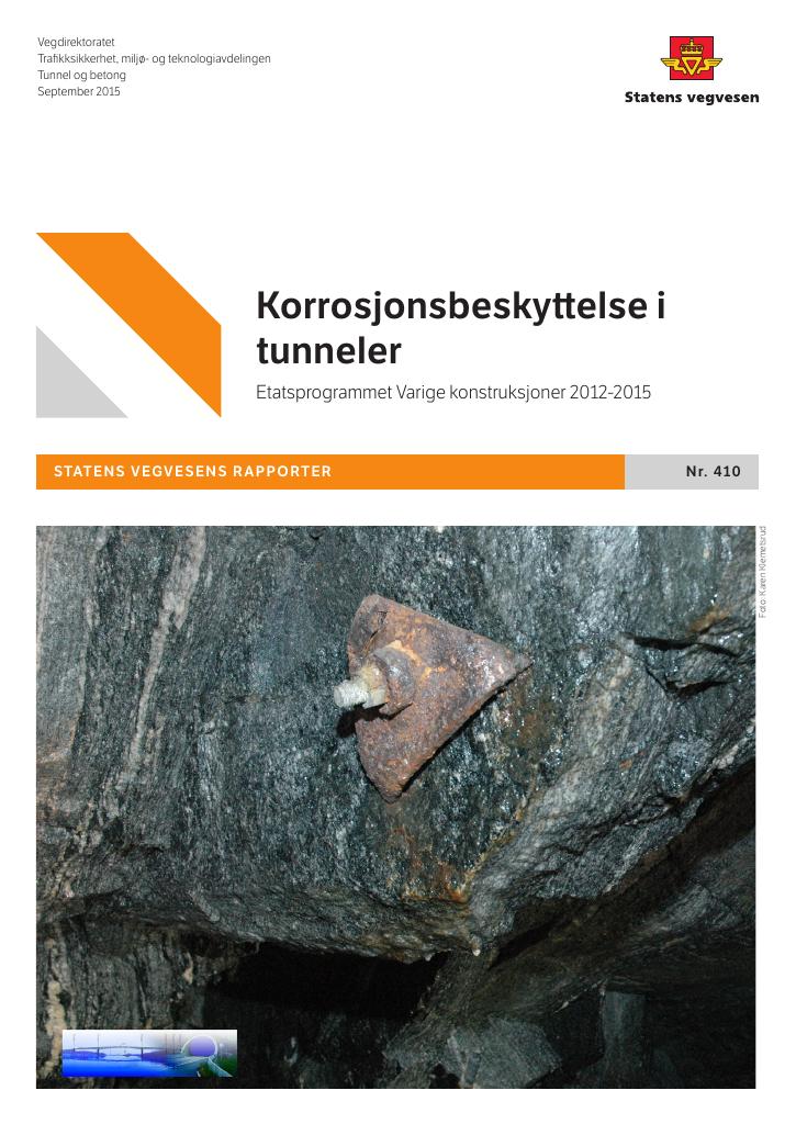 Forsiden av dokumentet Korrosjonsbeskyttelse i tunneler