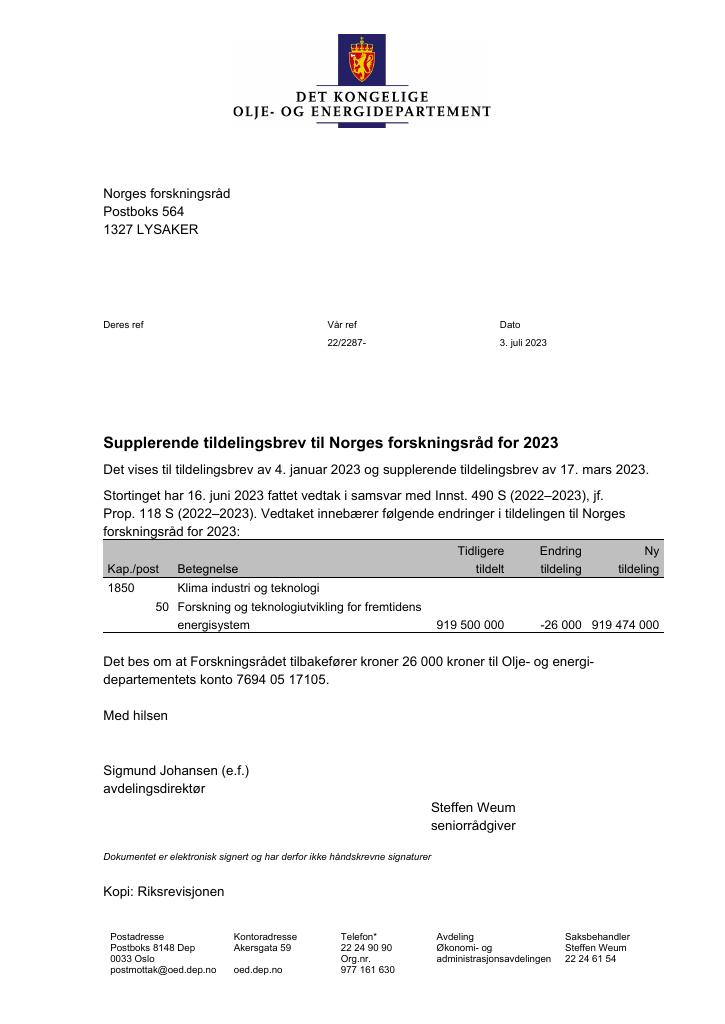 Forsiden av dokumentet Supplerende 2 2023