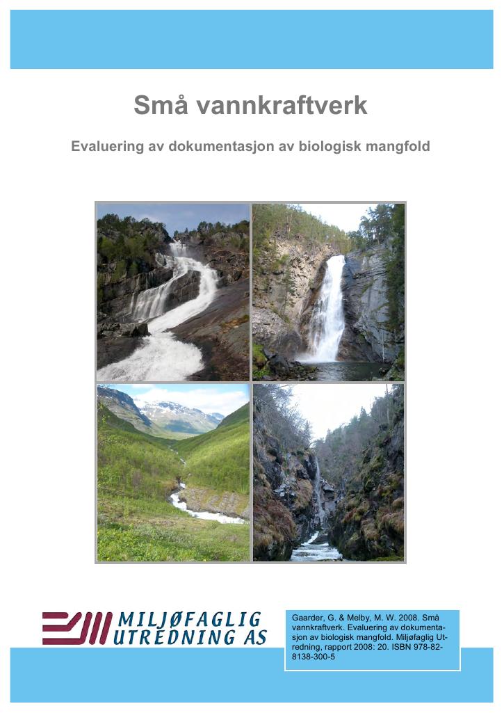 Forsiden av dokumentet Små vannkraftverk