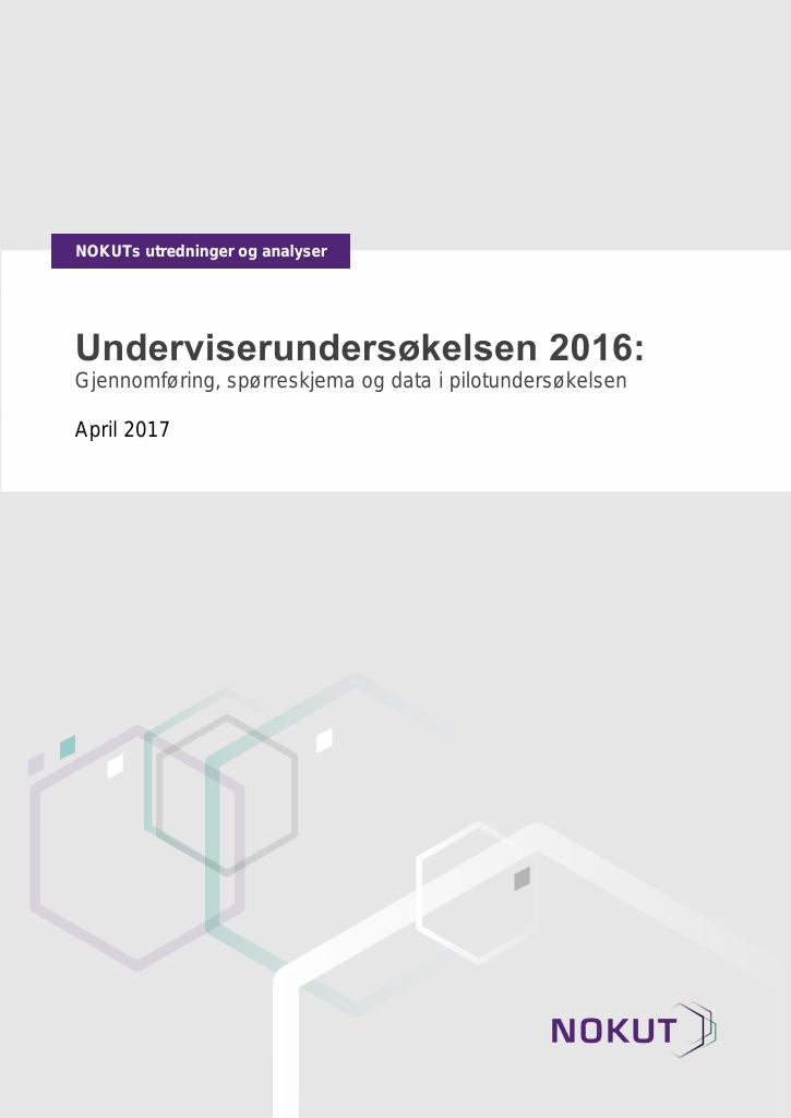 Forsiden av dokumentet Underviserundersøkelsen 2016