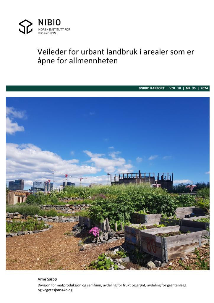 Forsiden av dokumentet Veileder for urbant landbruk i arealer som er åpne for allmennheten