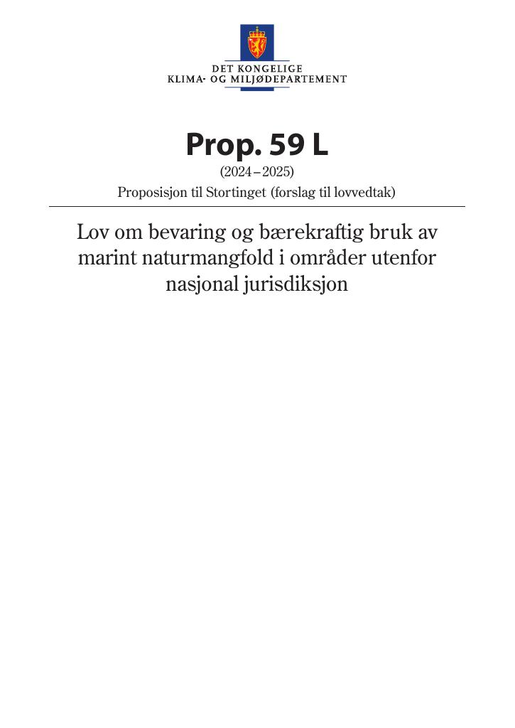 Forsiden av dokumentet Prop. 59 L (2024–2025)