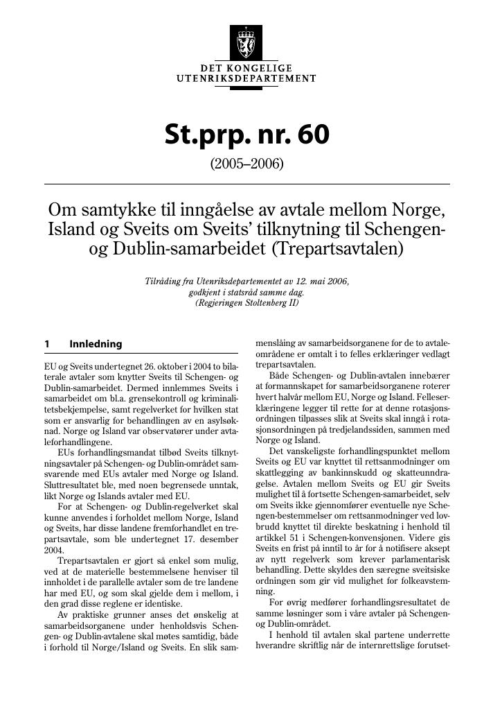 Forsiden av dokumentet St.prp. nr. 60 (2005-2006)