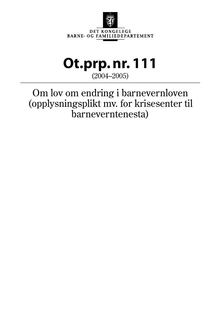 Forsiden av dokumentet Ot.prp. nr. 111 (2004-2005)