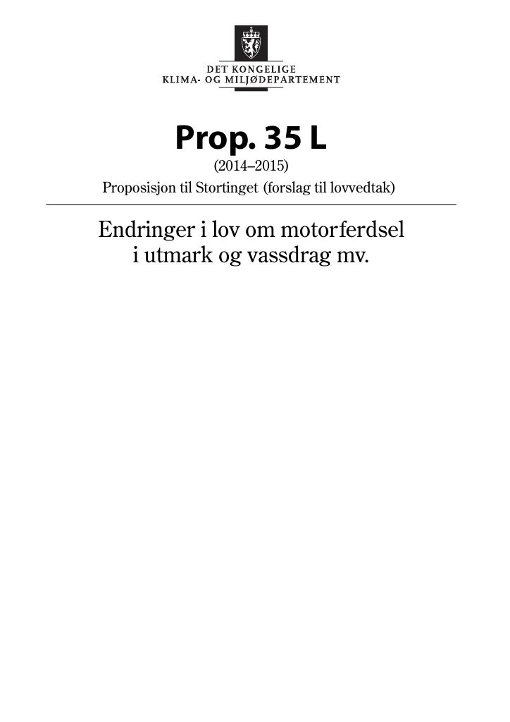 Forsiden av dokumentet Prop. 35 L (2014–2015)