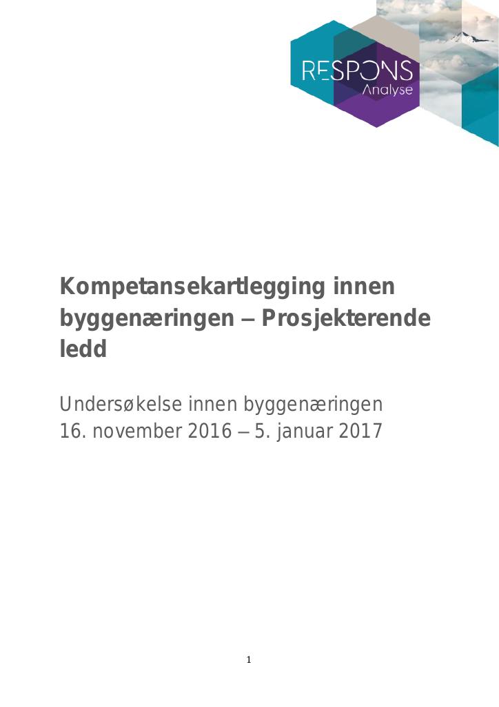 Forsiden av dokumentet Kompetansekartlegging innen byggenæringen – Prosjekterende ledd