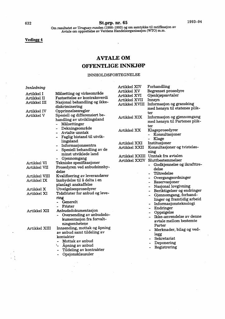 Forsiden av dokumentet St.prp. nr. 65 (1993-1994)