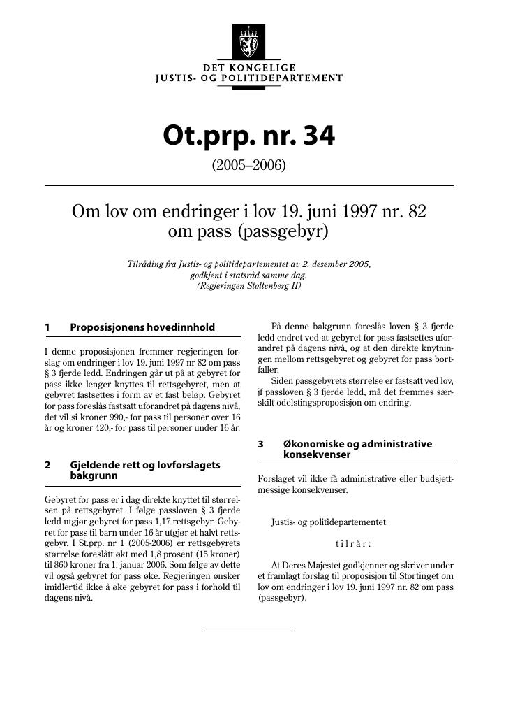 Forsiden av dokumentet Ot.prp. nr. 34 (2005-2006)