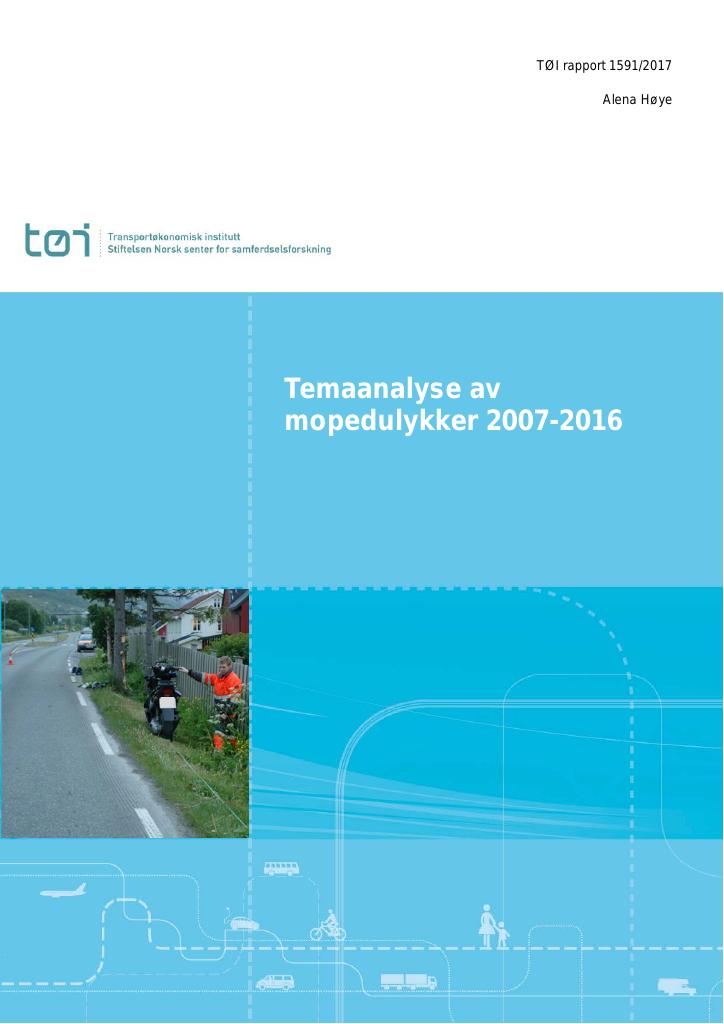 Forsiden av dokumentet Temaanalyse av mopedulykker 2007-2016