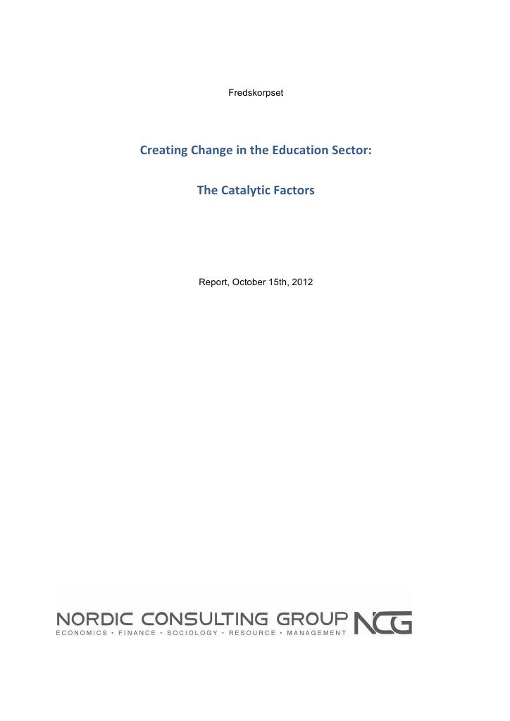 Forsiden av dokumentet Creating Change in the Education Sector: The Catalytic Factors