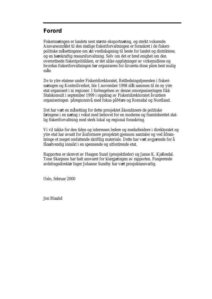 Forsiden av dokumentet Organisering av ytre fiskerietat