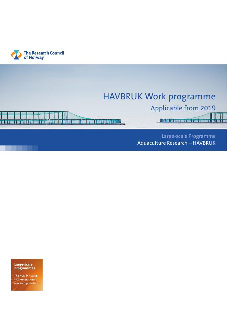 Forsiden av dokumentet Work programme HAVBRUK