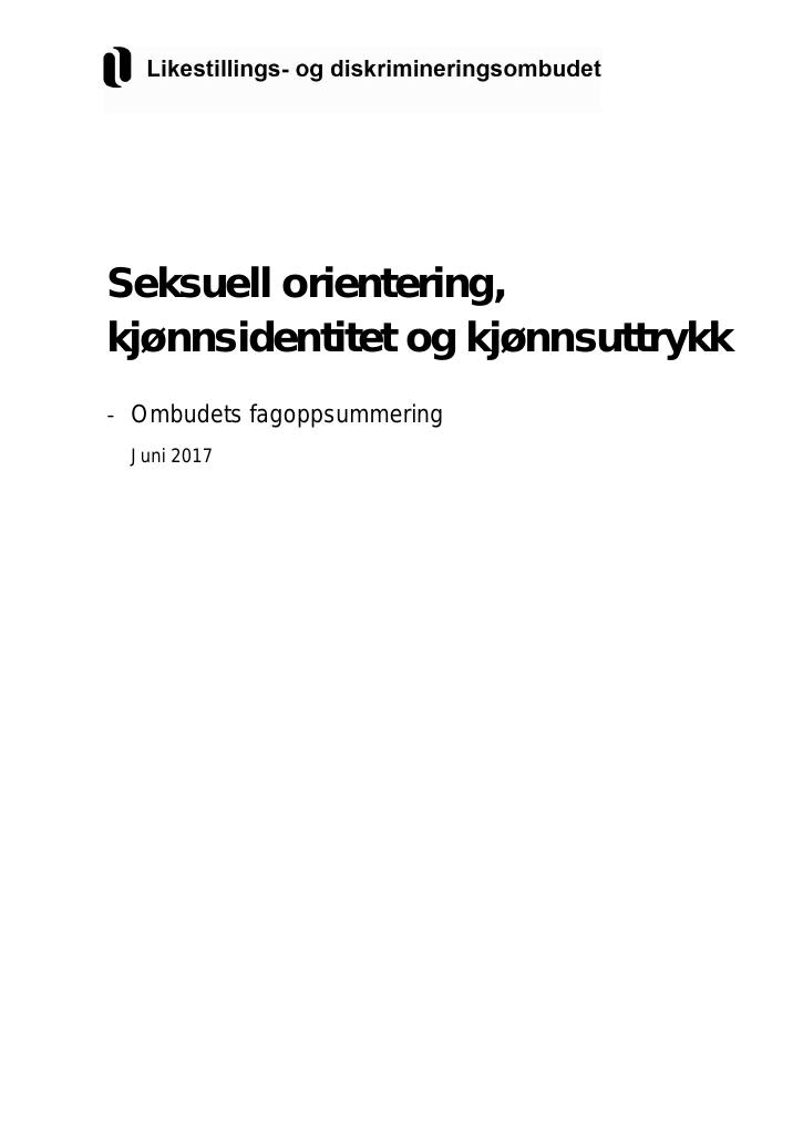 Forsiden av dokumentet Seksuell orientering, kjønnsidentitet og kjønnsuttrykk