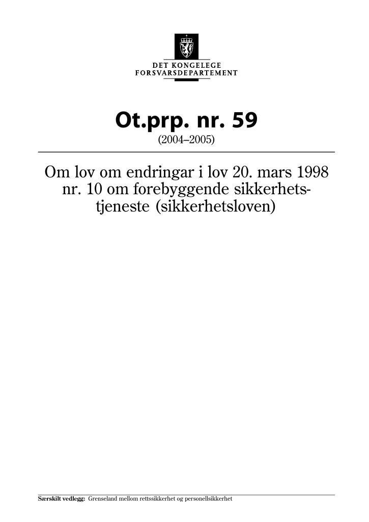 Forsiden av dokumentet Ot.prp. nr. 59 (2004-2005)