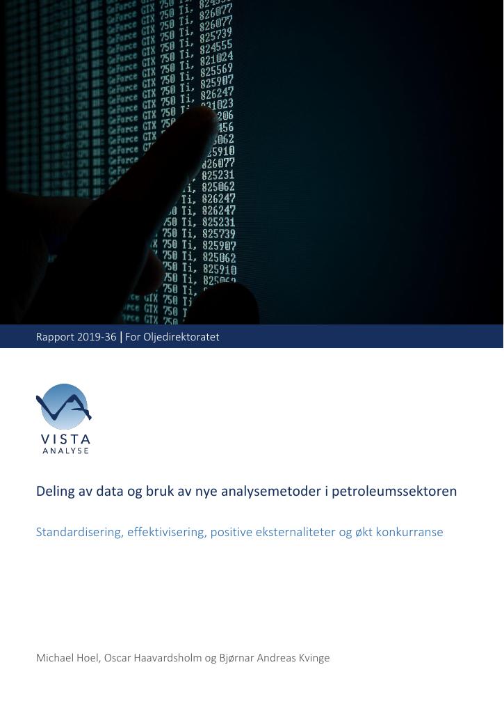 Forsiden av dokumentet Deling av data og bruk av nye analysemetoder i petroleumssektoren