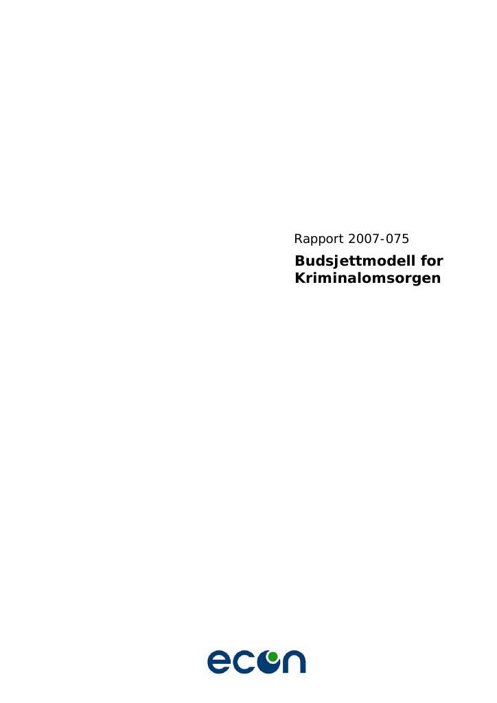 Forsiden av dokumentet Budsjettmodell for kriminalomsorgen