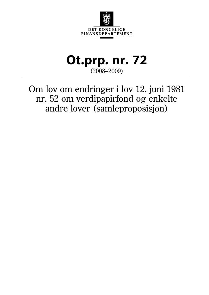 Forsiden av dokumentet Ot.prp. nr. 72 (2008-2009)