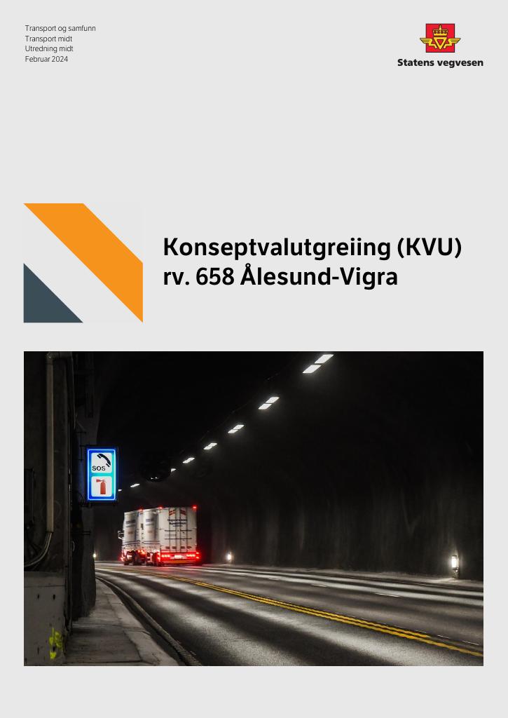 Forsiden av dokumentet Konseptvalutgreiing (KVU) rv. 658 Ålesund-Vigra